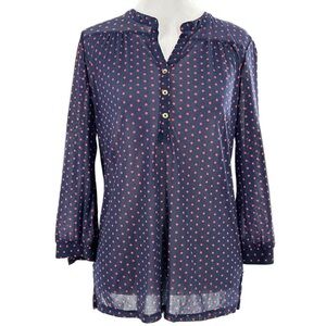The Limited womens top size M navy blue pin dot 3/4 sleeve sheer vintage 2000’s